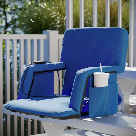 FLASH FURNITURE Malta Blue Portable Heated Reclining Stadium Chair w/Armrests, Padded Back & Heated Seat FV-FA090H-BL-GG